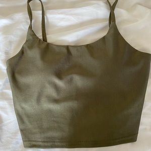 Army green cropped tank top